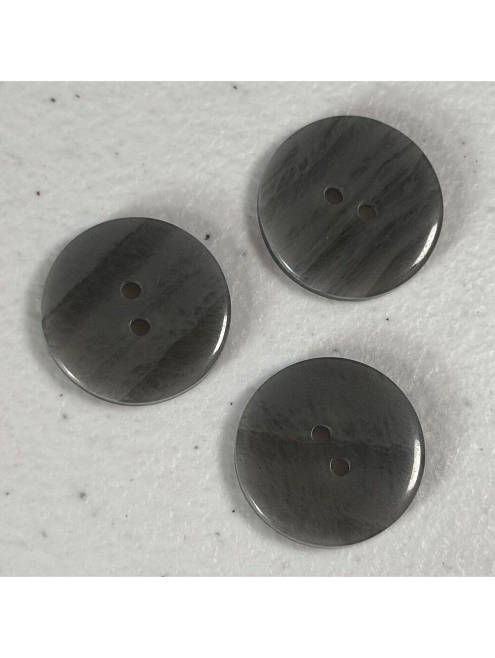 Lot of 3 Reclaimed Gray/Dark Gray Swirl 2-Hole Buttons 1.6cm Silver Back Sewing